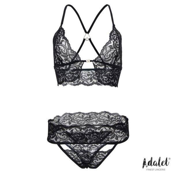 Adalet Lingerie Ensemble Ella - Soutien-gorge, String, Masque pour les Yeux et Menottes en Dentelle – Image 3
